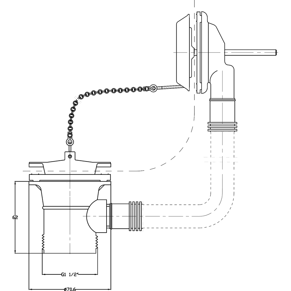 nuie Plug and Chain Bath Waste 62mm Image 2