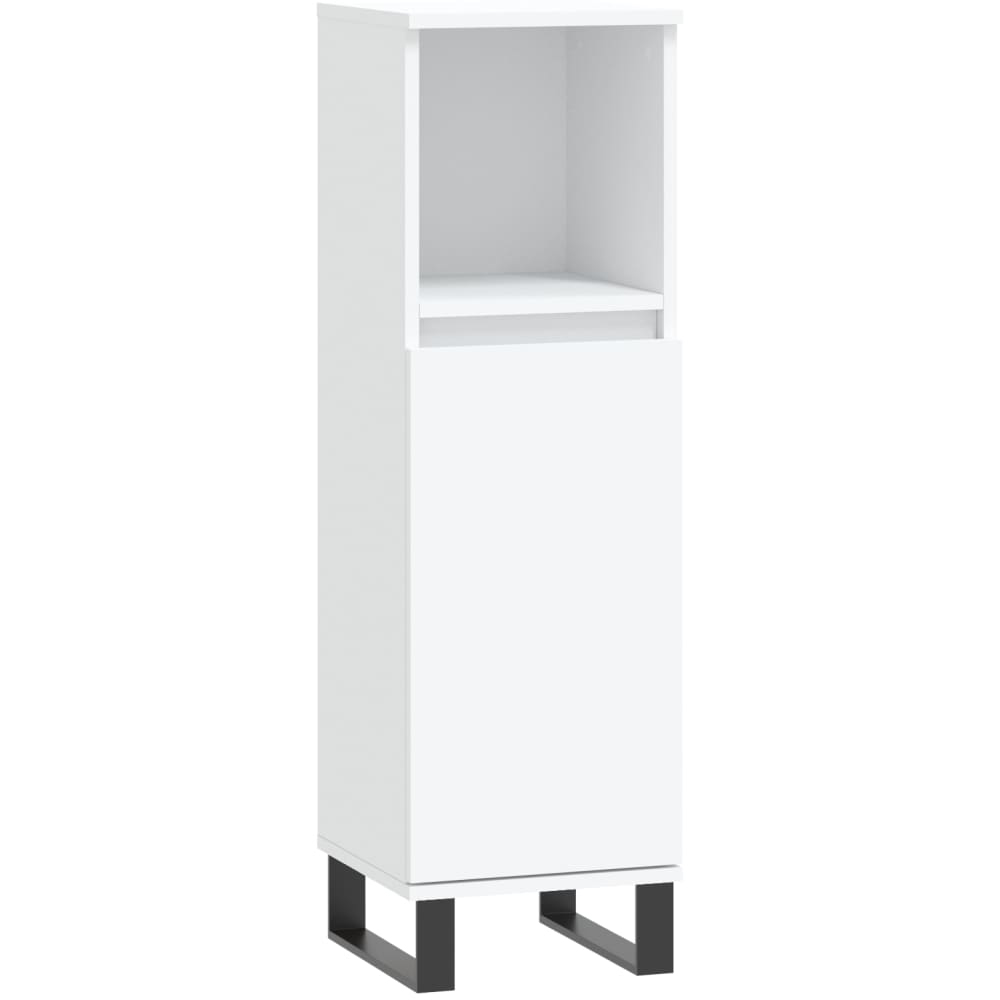 vidaXL Single Door Single Shelf White Slim Freestanding Bathroom Cabinet Image 2
