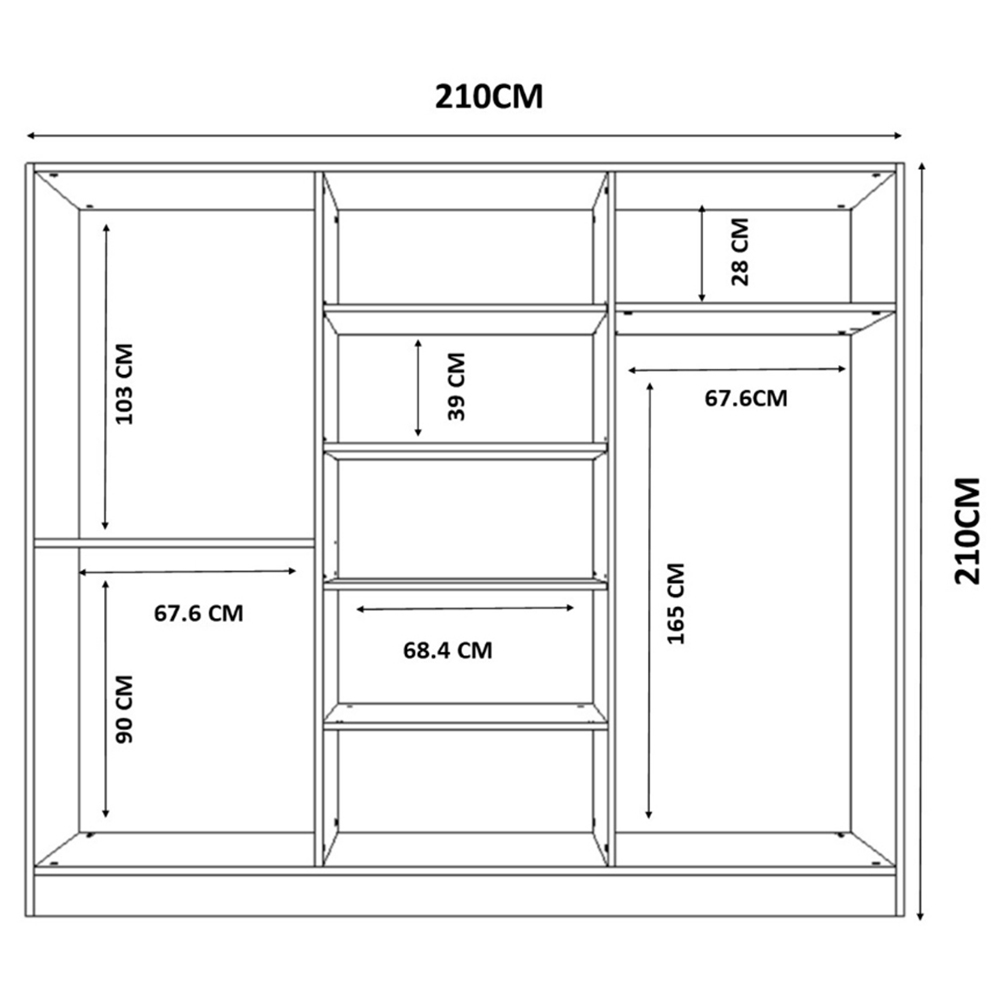 Evu MAISON 6 Door 2 Drawer White XL Mirrored Wardrobe Image 5