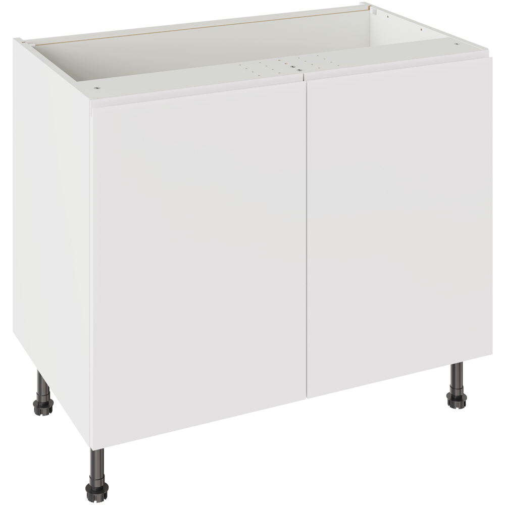 Kitchen Kit J-Pull Matt White Base Kitchen Cabinet Flatpack 1000mm Image 1