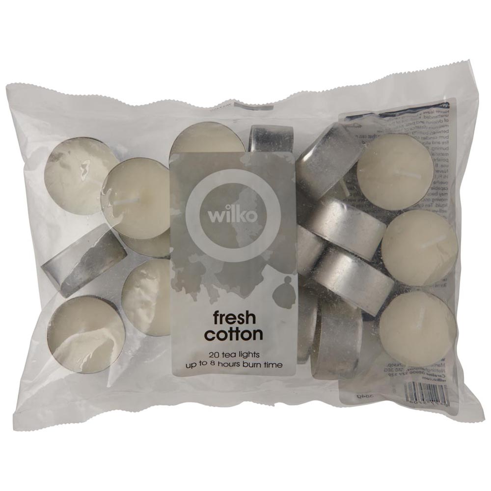 Wilko 8hr Burn Cotton Tealights 20pk Image