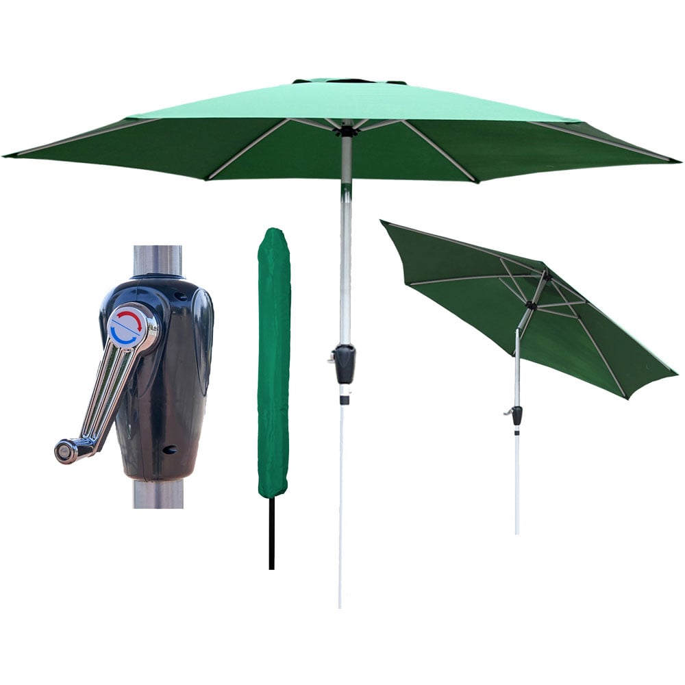 GlamHaus Green Tilting Garden Parasolwith Crank Handle 2.7m Image 3