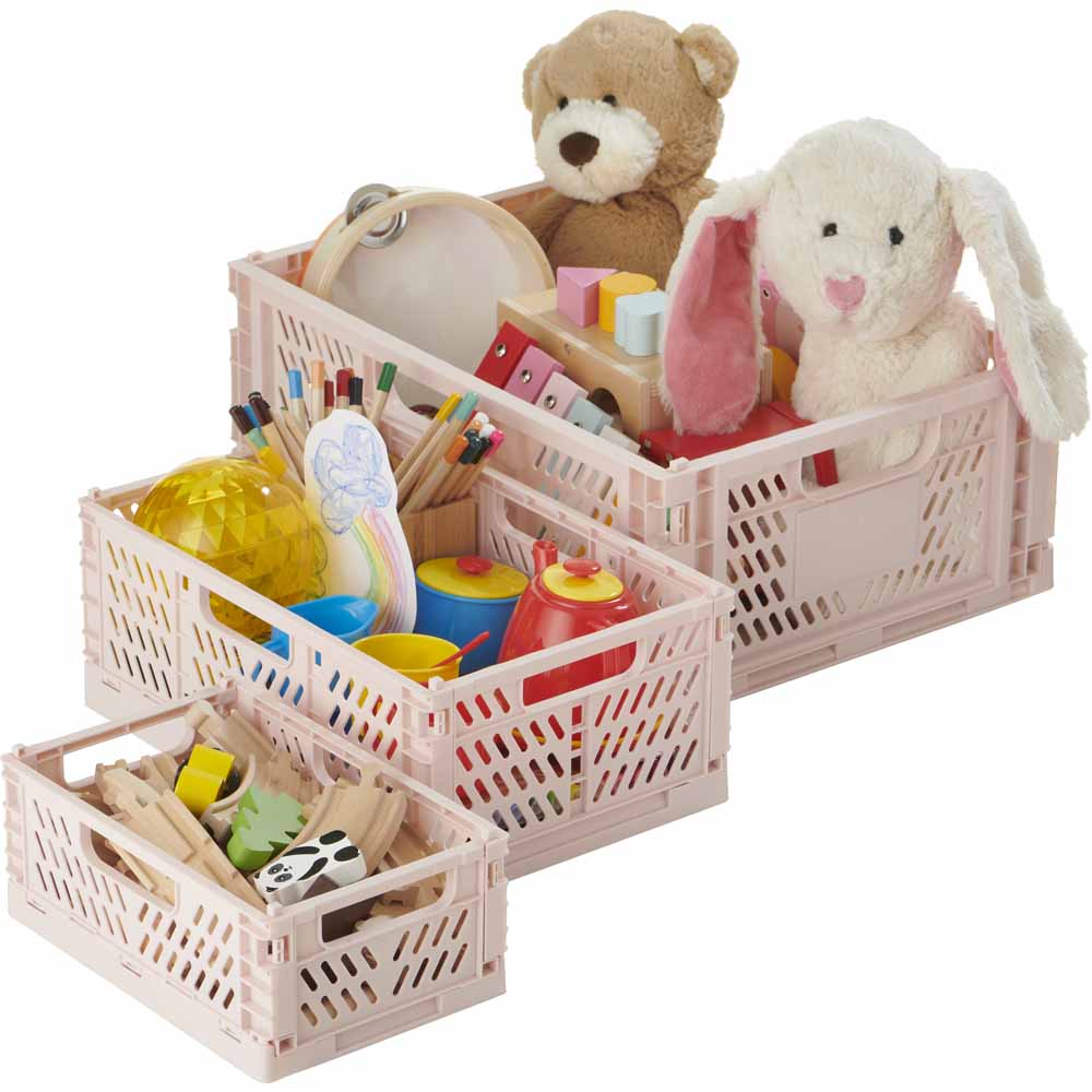 Wilko Small Pink Folding Crate Wilko