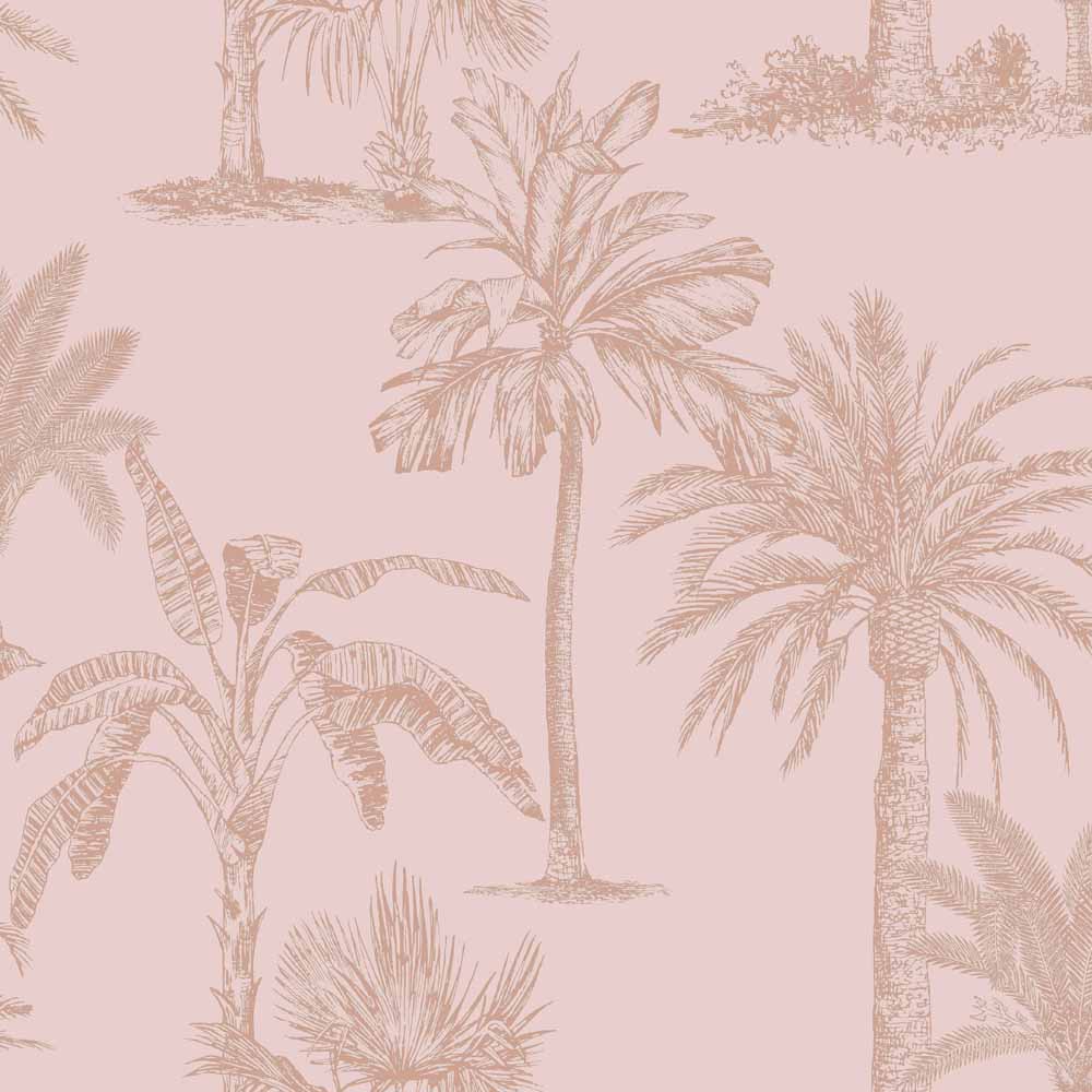 Holden Decor Glistening Tropical Tree Metallic Pink Wallpaper Image 1