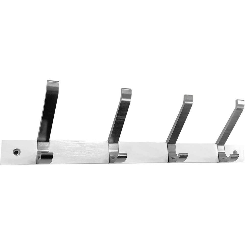 White and Satin 4 Hook Bamboo Coat Rail Image