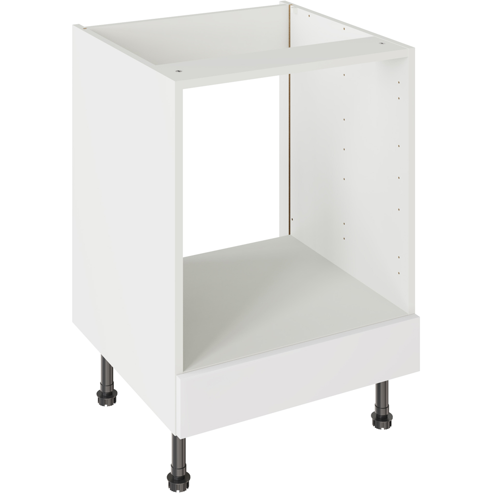 Kitchen Kit J-Pull Matt White Oven Base Kitchen Cabinet Flatpack 600mm Image 1