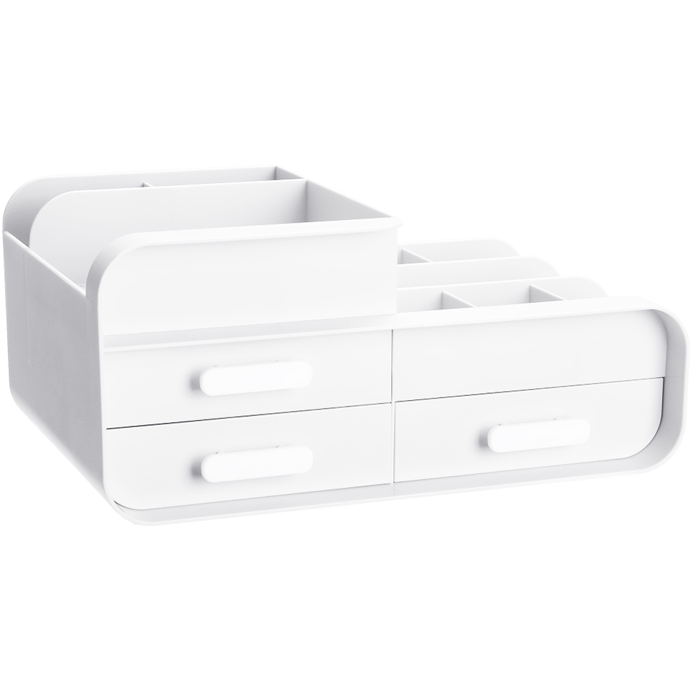 Living and Home 3 Drawer White Plastic Desk Organiser Image 4