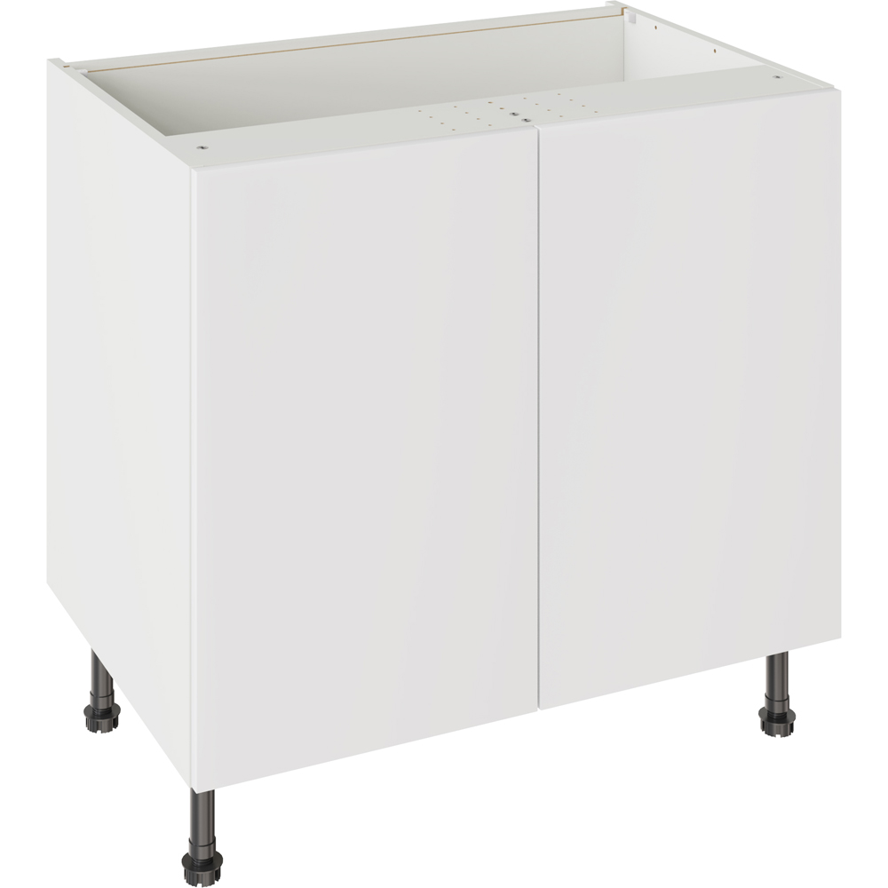 Kitchen Kit Slab Gloss White Base Kitchen Cabinet Flatpack 900mm Image 1