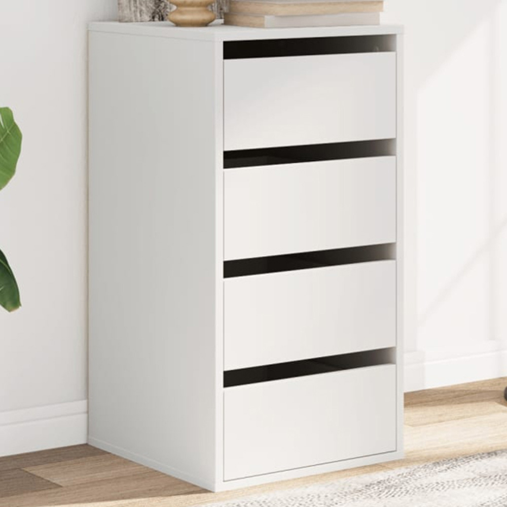 vidaXL 4 Drawer White Wooden Chest of Drawers Image 1