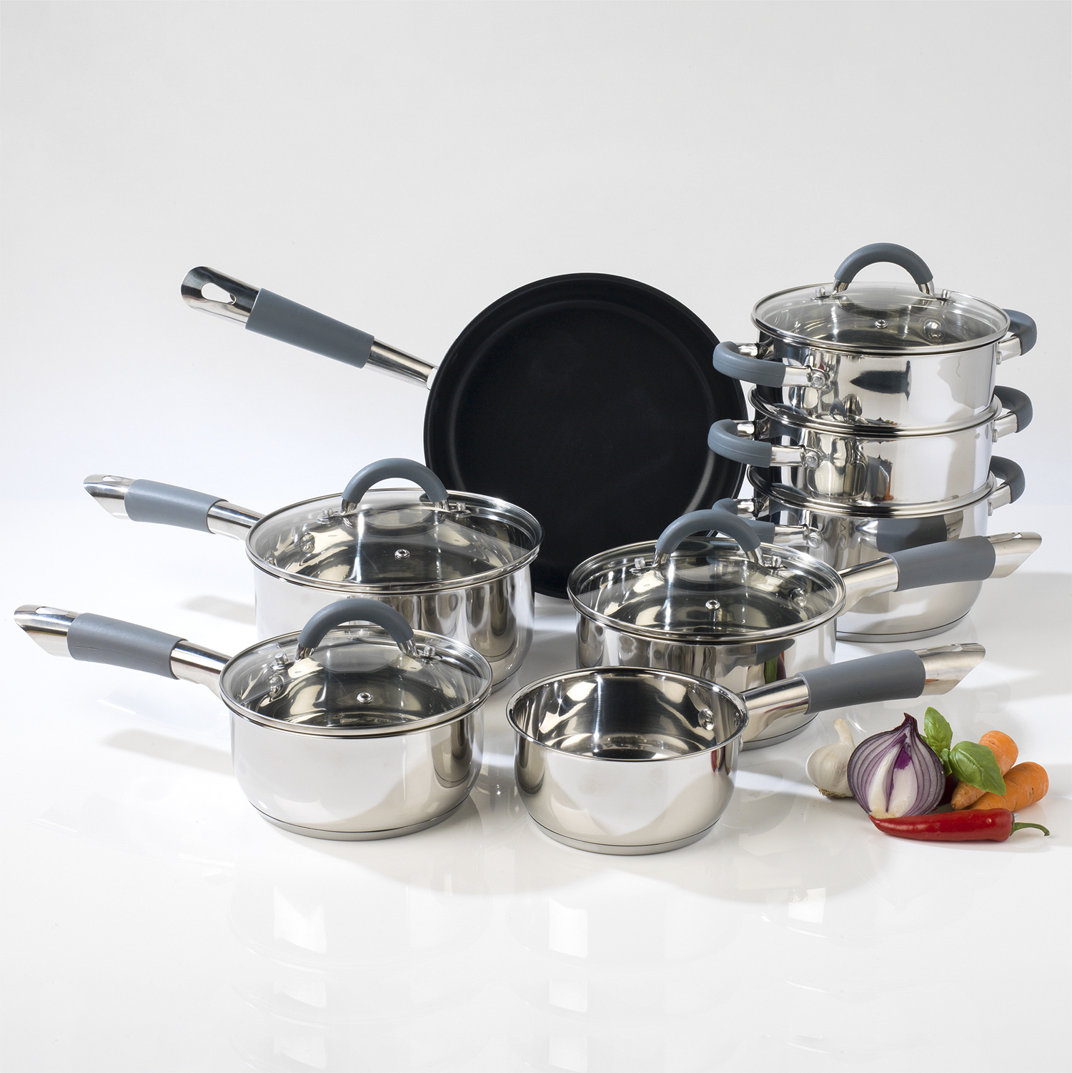 Salter Stainless Steel 8 Piece Pan Set Image 2