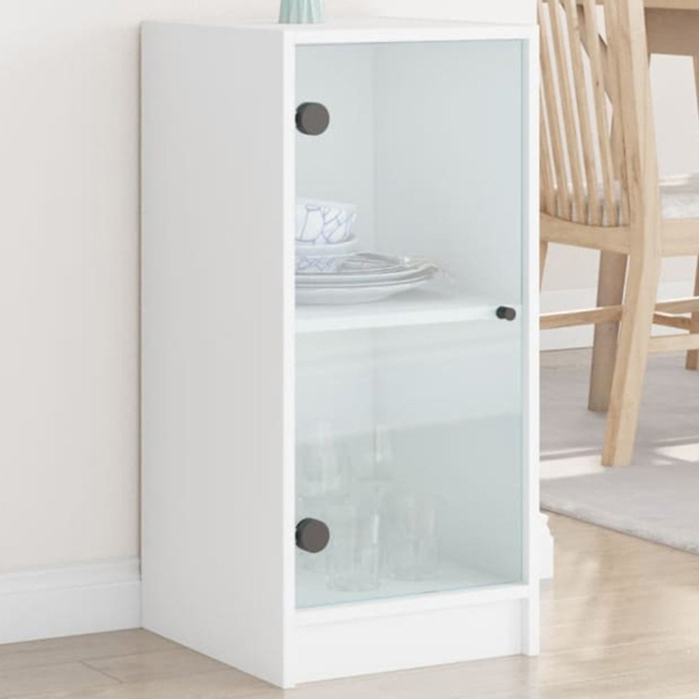 vidaXL Single Door White Side Cabinet Image 1