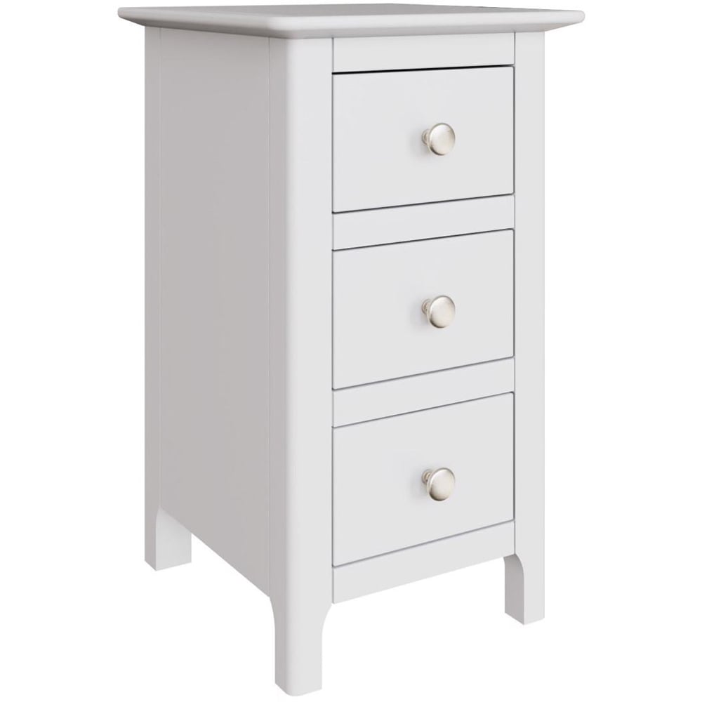 FWStyle Palma 3 Drawer White Ready Assembled Bedside Chest Image 2