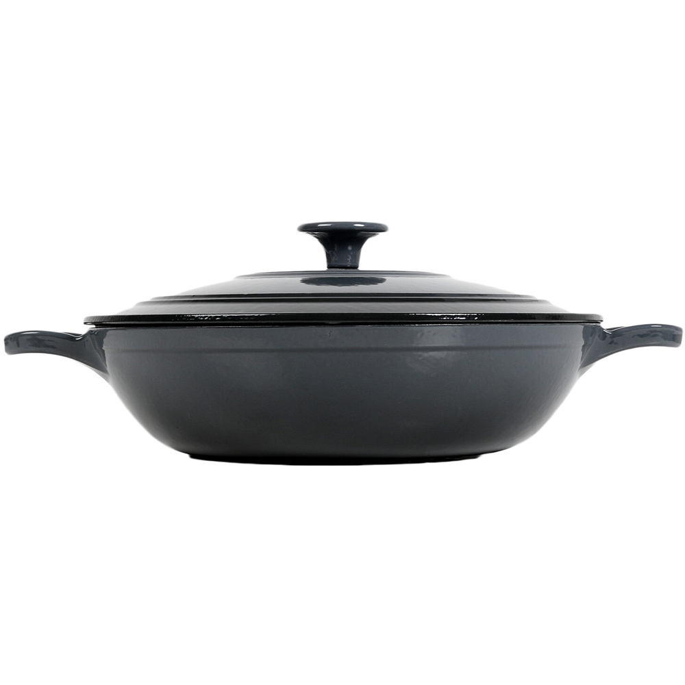Round 28cm Grey Casserole Dish with Lid Image 1