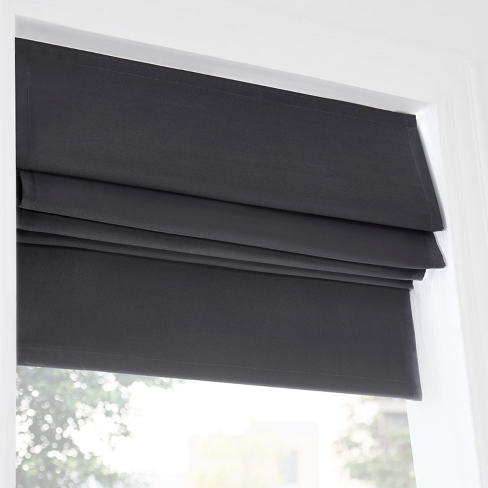 Melrose Charcoal Blackout Roman Blinds 150 x 140cm Wilko