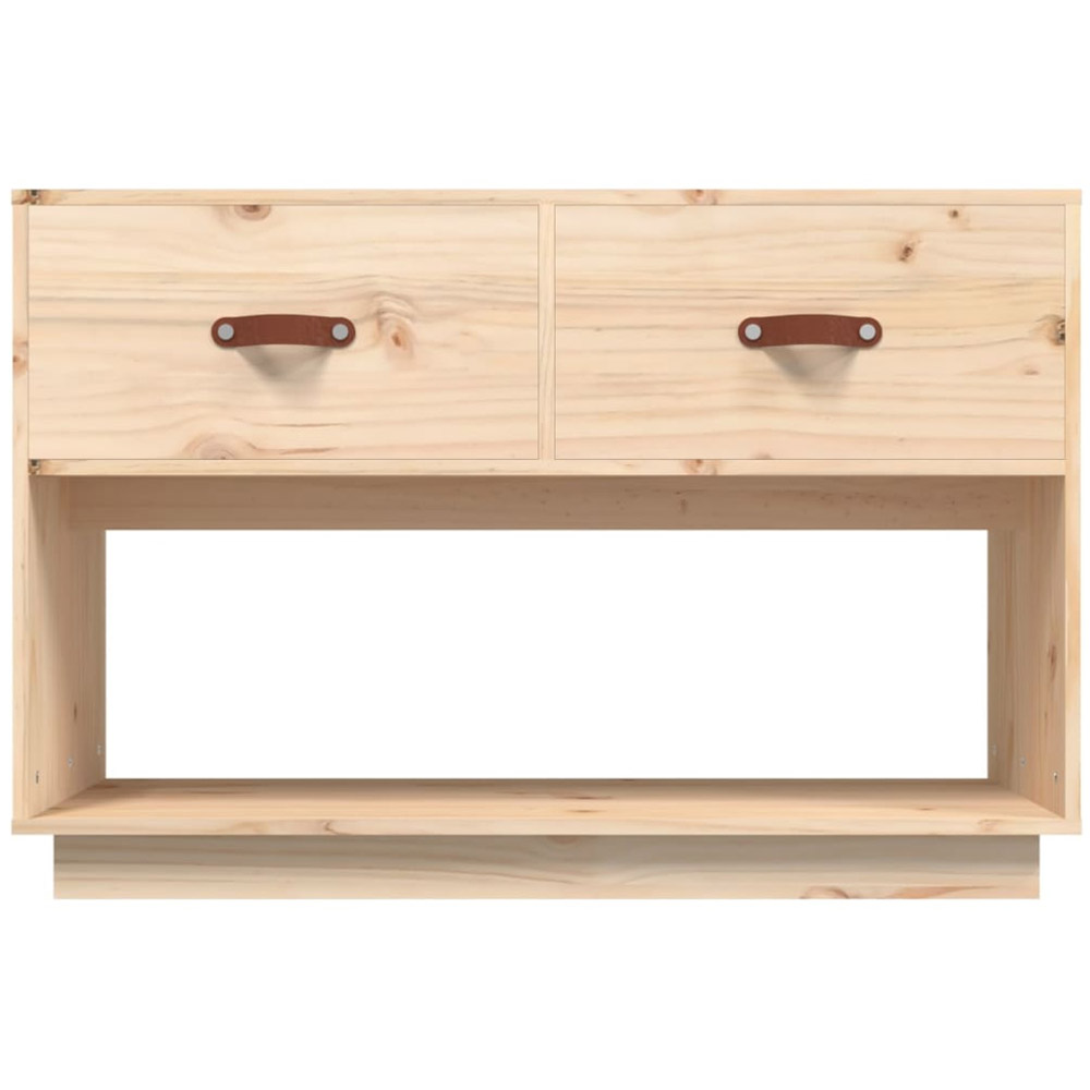 vidaXL 2 Drawer Single Open Shelf Natural Solid Wood Pine TV Cabinet Image 5