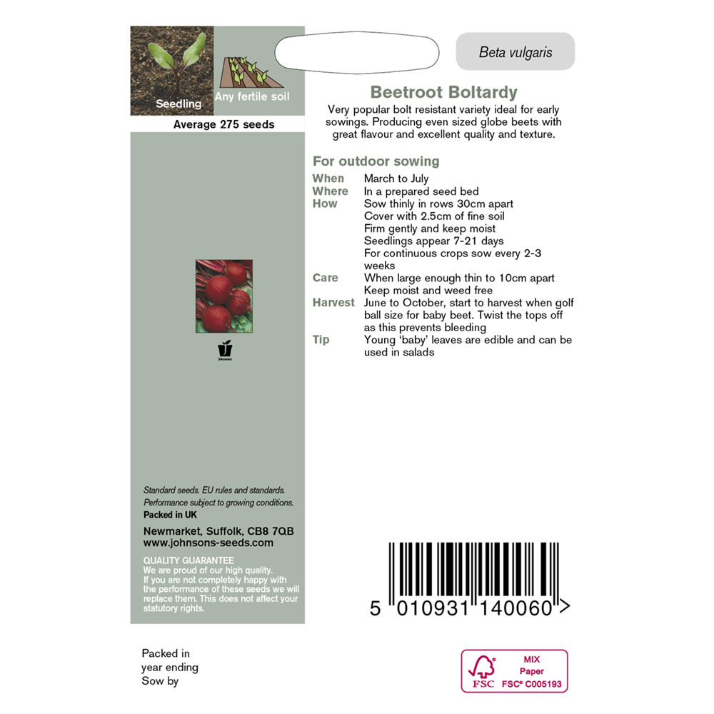 Johnsons Beetroot Bolthardy Seeds Image 3