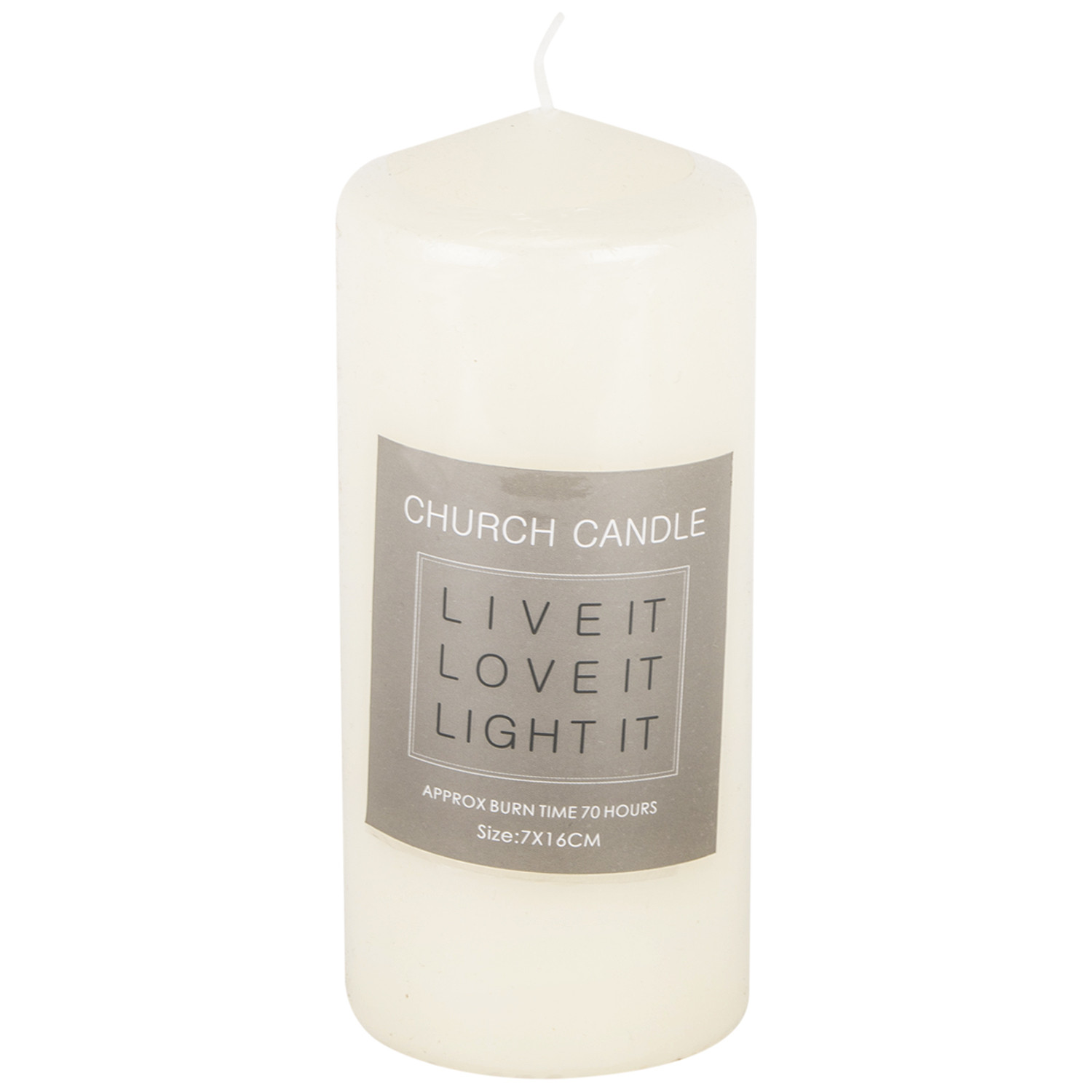 Light Ivary Wax Church Pillar Candle Image