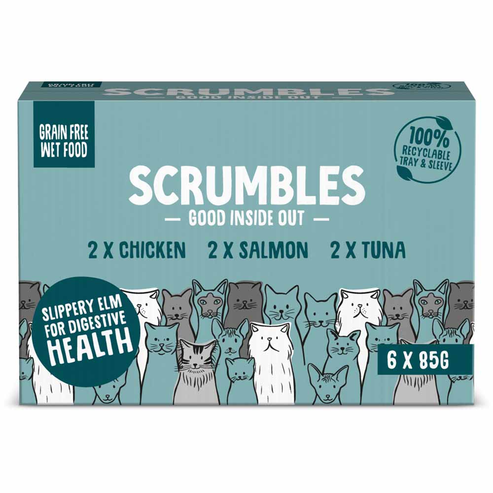 Scrumbles Chicken Salmon Tuna Wet Cat Food Multipack 6 x 85g Image 1