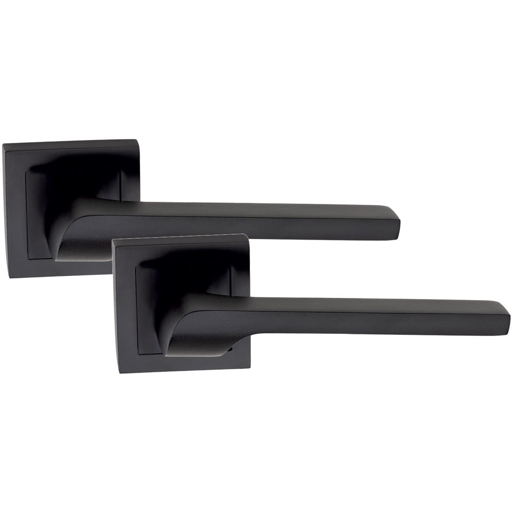 Golden Grace Matt Black Sigma Door Handle Set 64mm Image 2