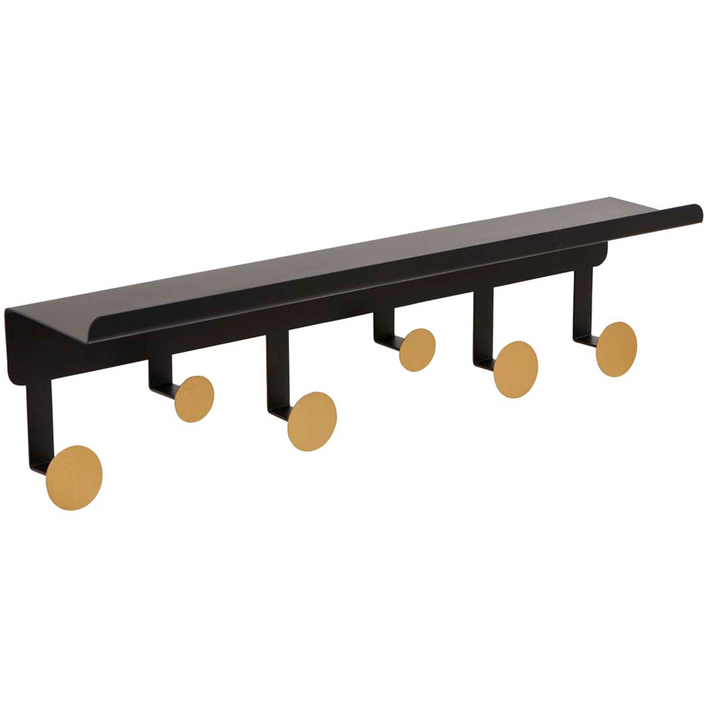 Wilko FB Black and Gold 6 Hook Coat Rail Image 1