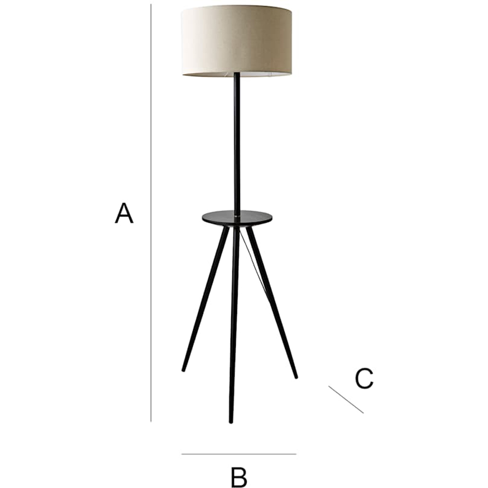ValueLights Desmond Side Table Black Wood Tripod LED Floor Lamp with Bulb Image 7