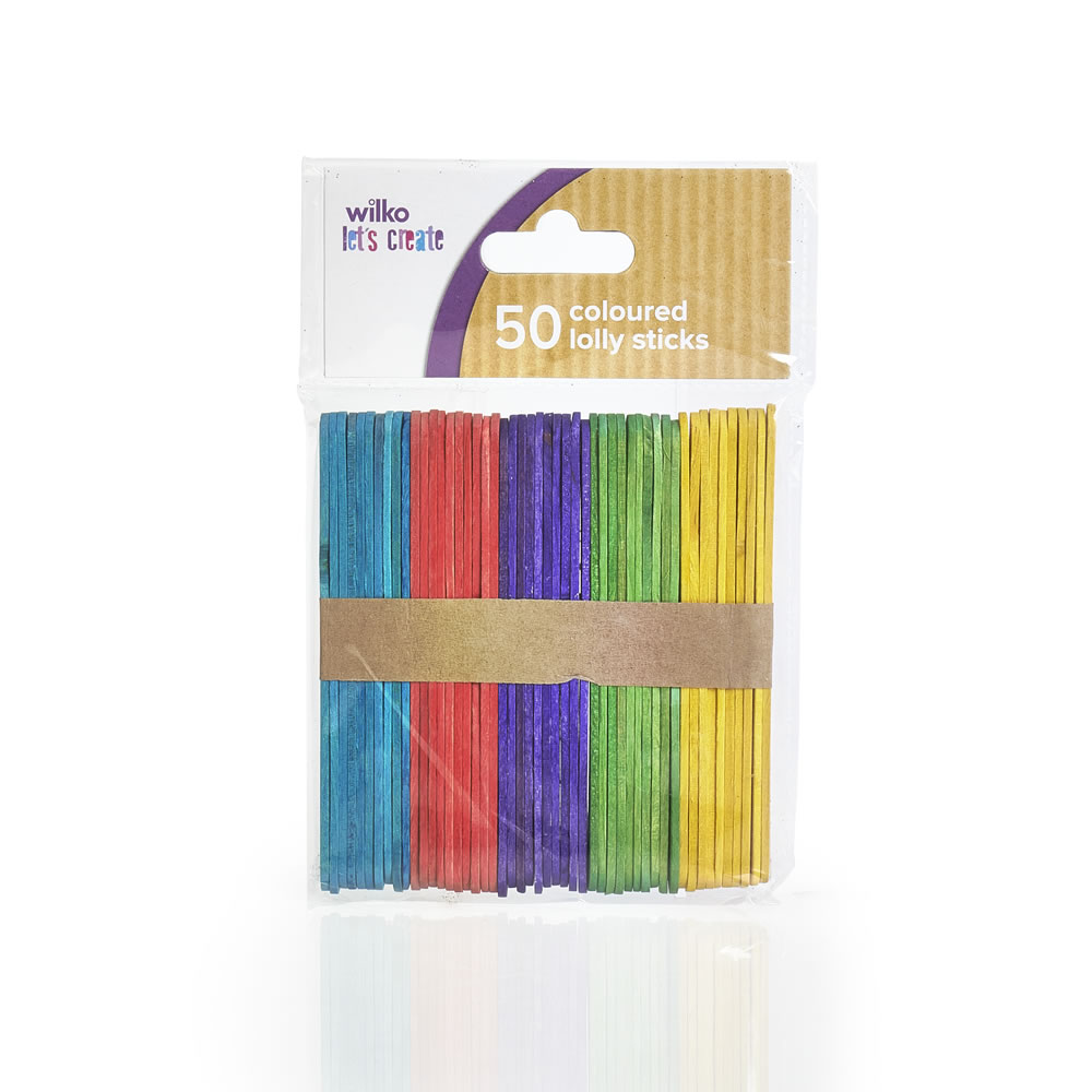 Wilko Coloured Lolly Sticks 50 pack Image