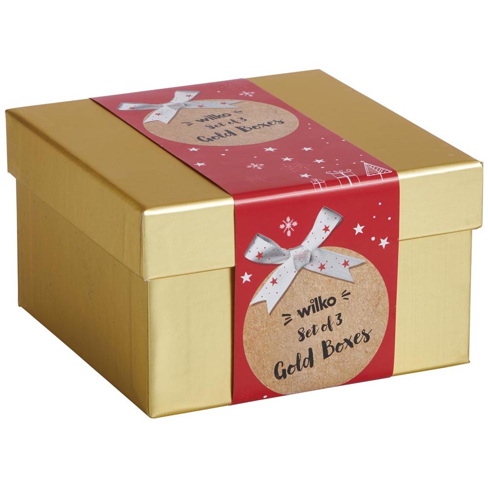 Wilko Gold Glitter Boxes 3 Pack Image 4