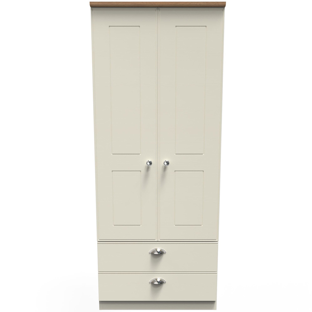 Crowndale Victoria 2 Door 2 Drawer Cream Ash and Oak Wardrobe Image 2