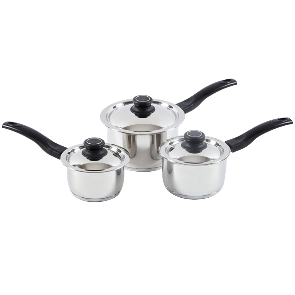 Highlands Homeware Stainless Steel Saucepan with Steel Lid 3 Pack Image