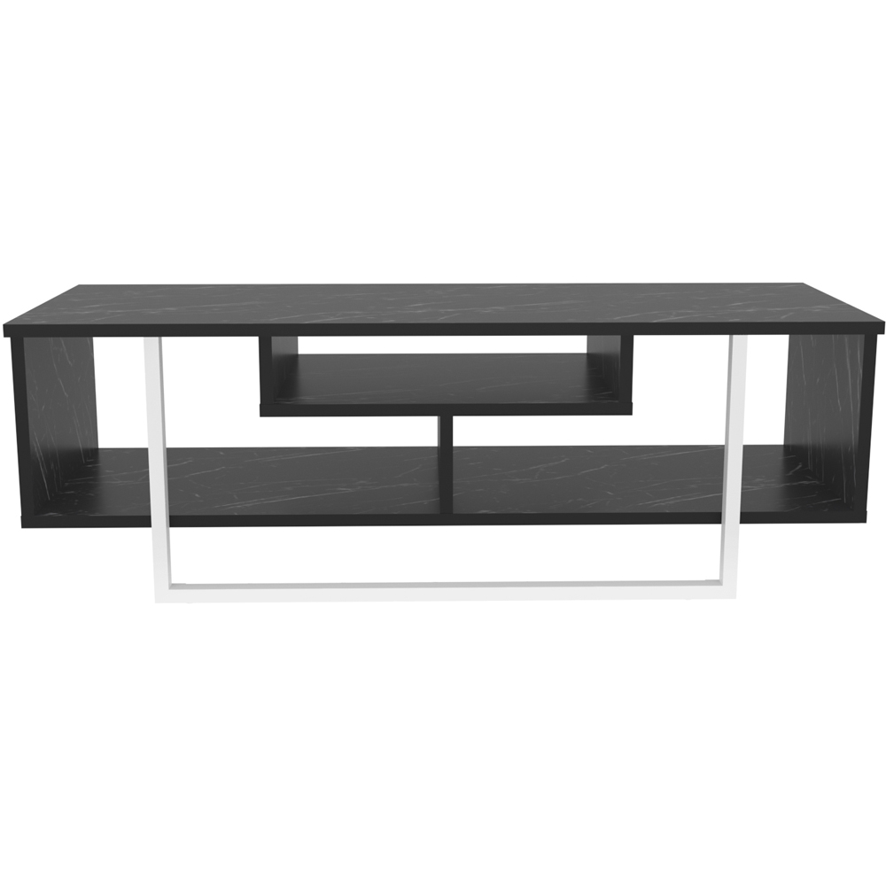 Decorotika Asal Black Marble Effect and White Wide TV Unit Image 6
