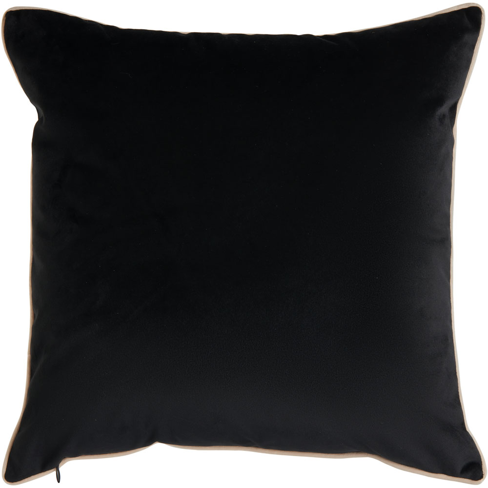 Wilko Black Velour Cushion with Piping 43 x 43cm Image 2