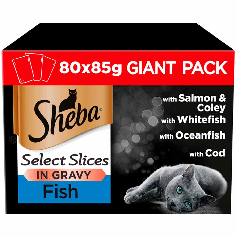 Sheba Select Fish Collection in Gravy Cat Food Pouches 80 x 85g Image 1