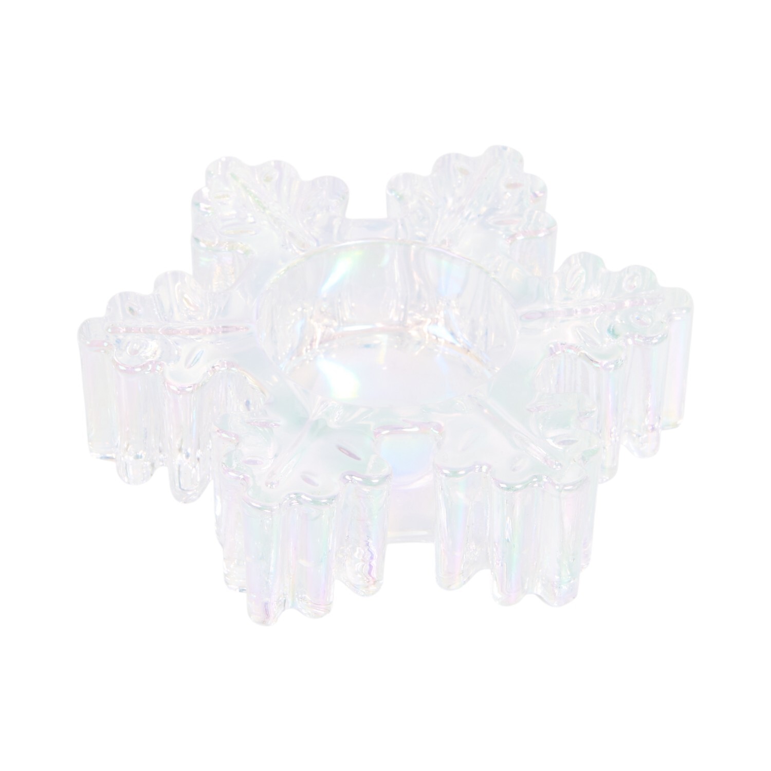 Snowflake Glass Tealight Holder Clear Image 2