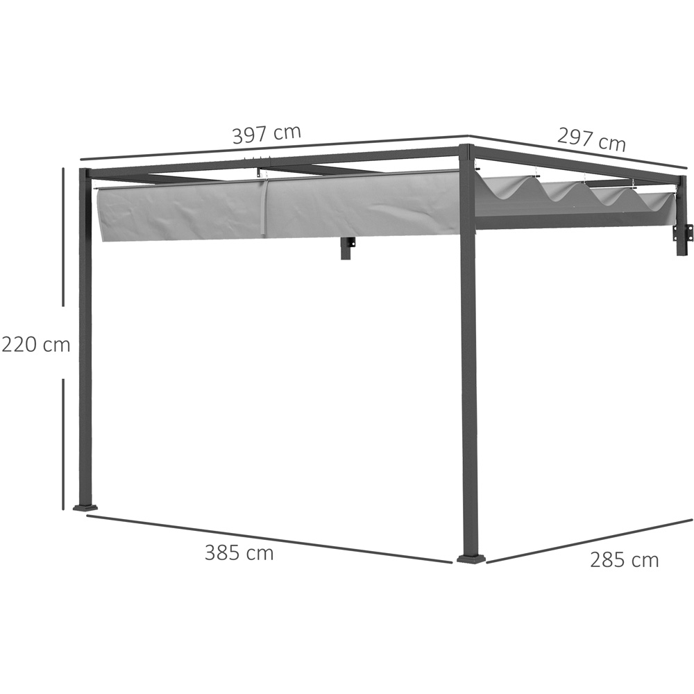 Outsunny 3 x 4m Grey Steel Frame Retractable Lean to Pergola Image 8