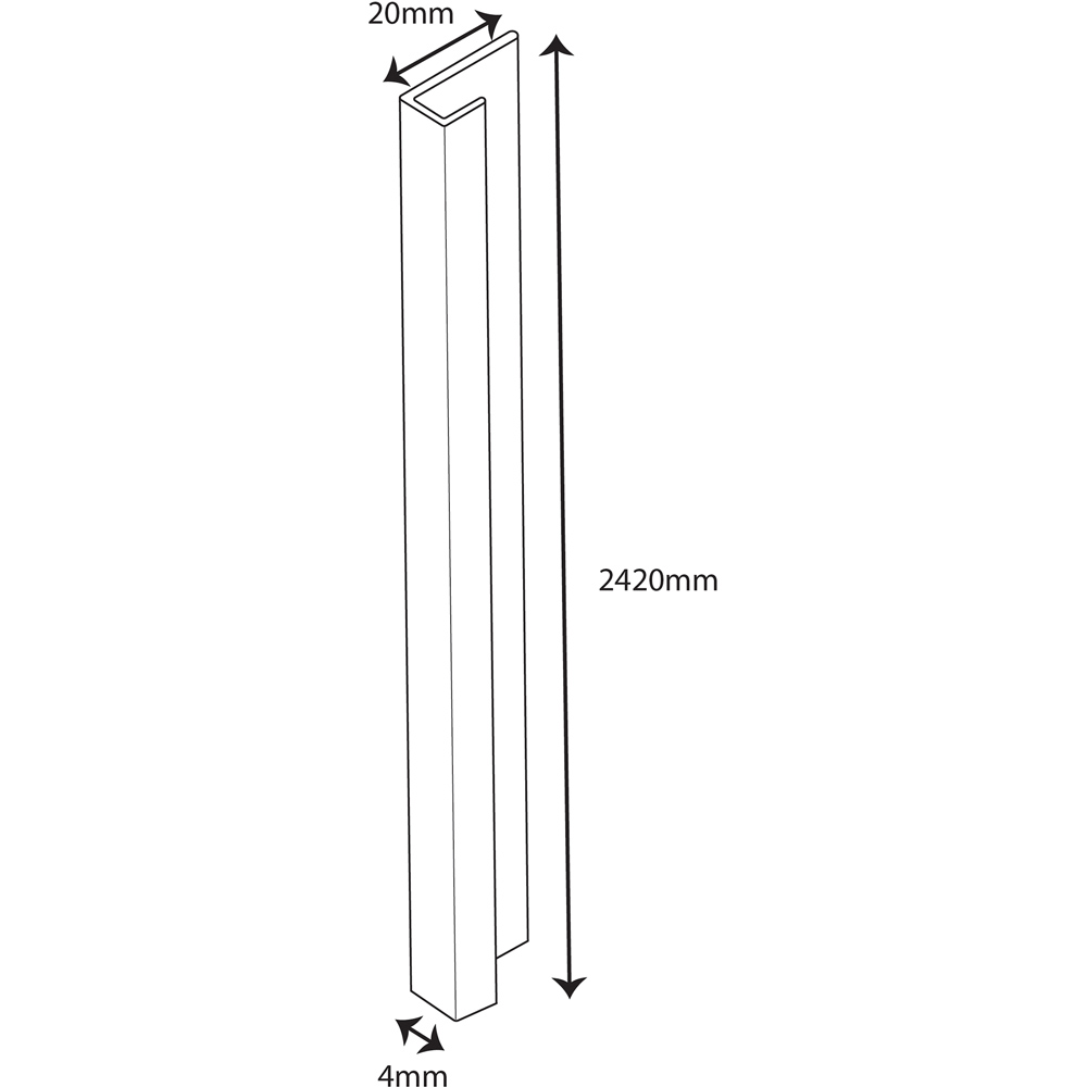 Wetwall Alloy Polished Silver Internal Corner 2440mm Image 3