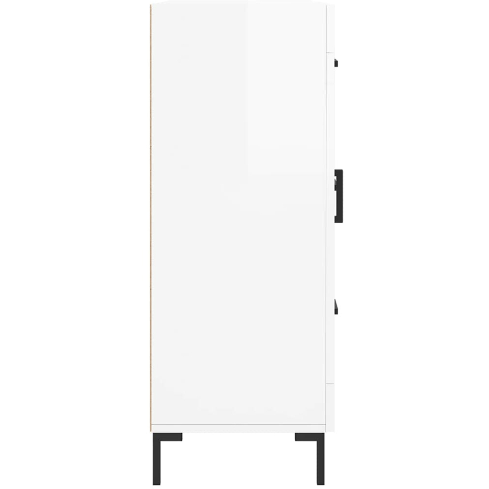 vidaXL Single Glass Door 3 Drawer High Gloss White Sideboard Image 7