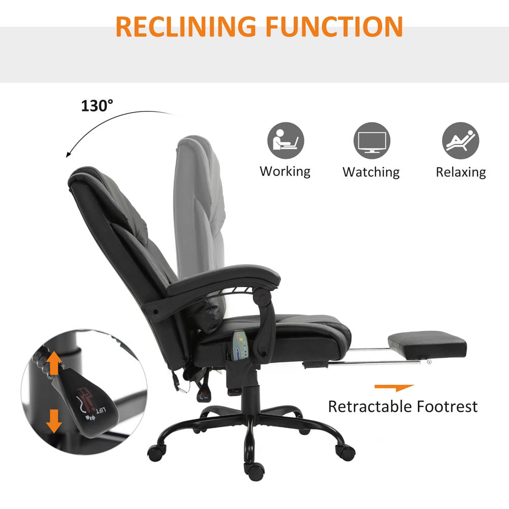 Portland Black PU Leather Swivel Massage Office Chair Image 4