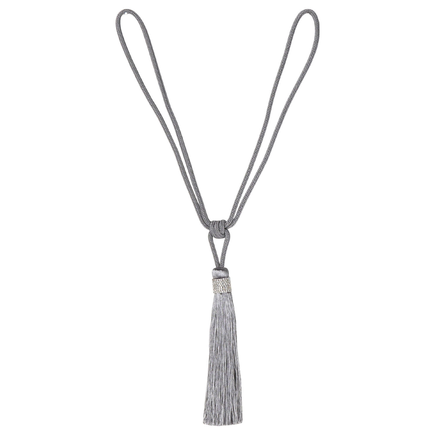 Diamante Tassel Tie Backs - Grey Image 1