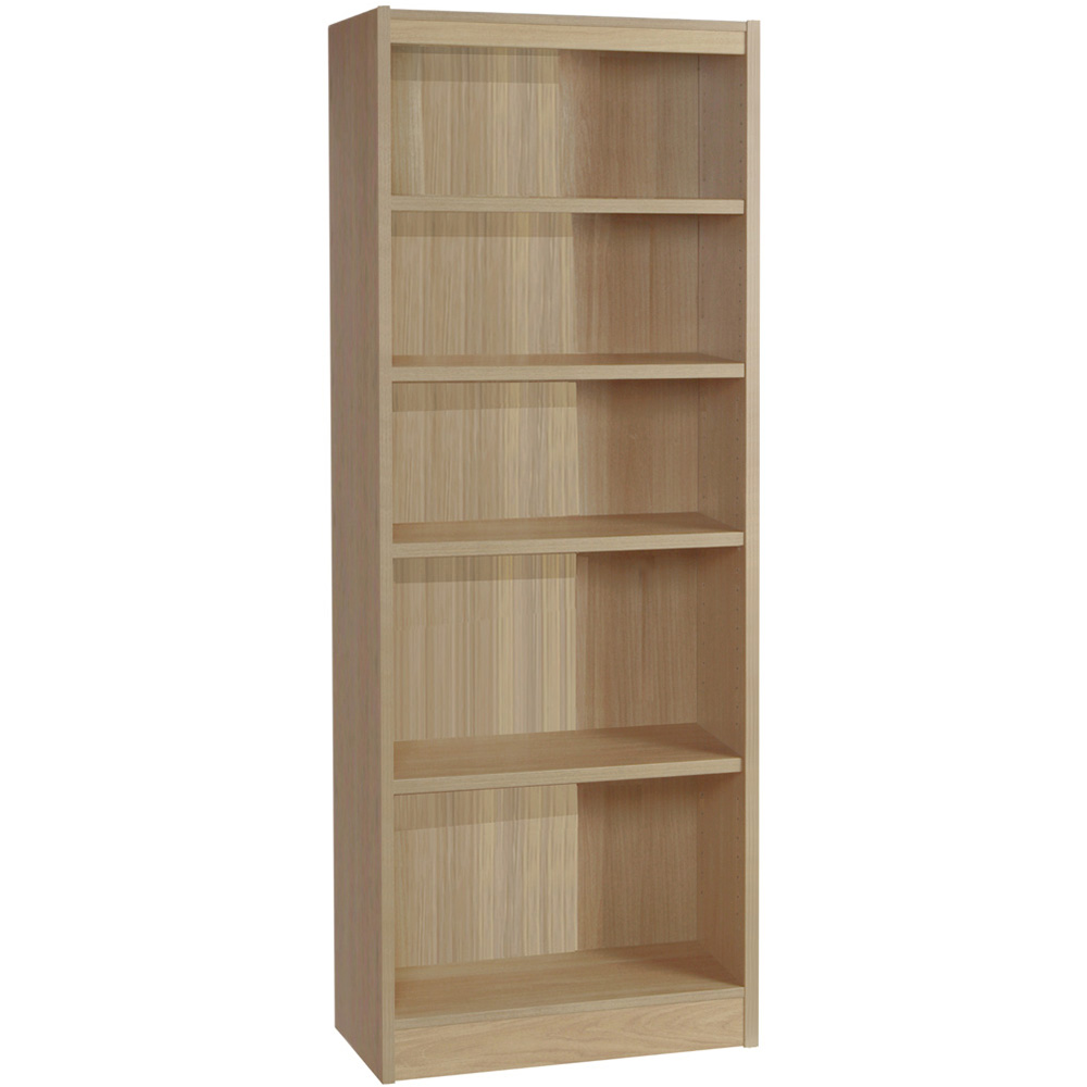 R White Cabinets 5 Shelf Brown Wide Tall Bookcase Image 2