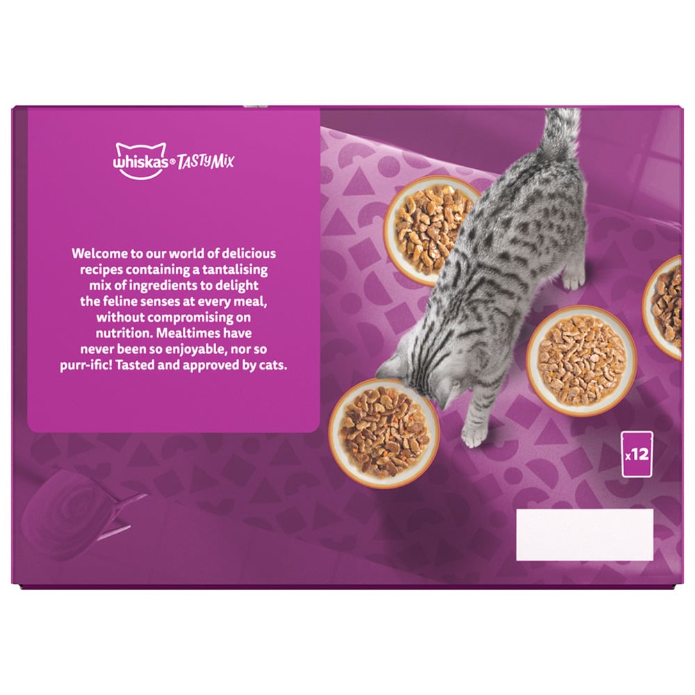 Whiskas Tasty Mix Veg in Gravy Adult Cat Wet Food Pouches 85g Case of 4 x 12 Pack Image 6
