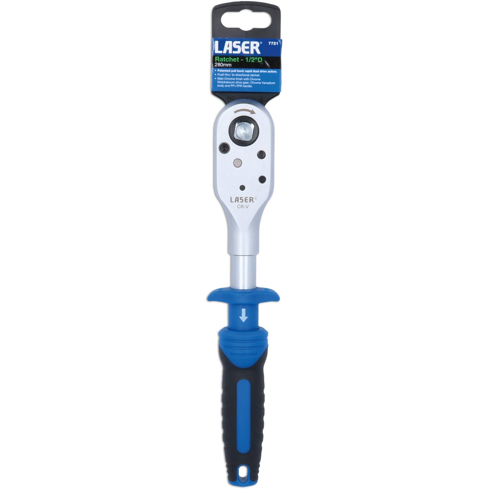 Laser 1/2 inch D Pull Back Rapid Action Ratchet Image 1