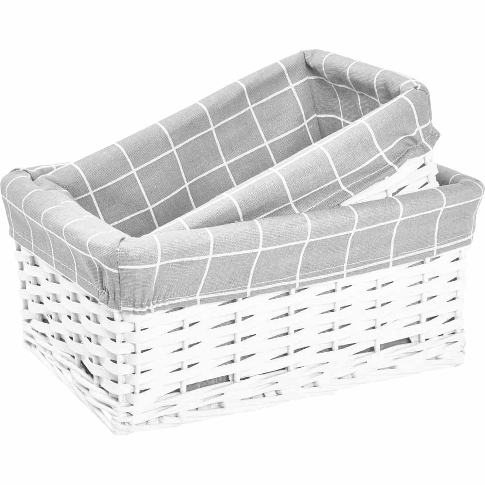Wilko White Wicker Basket 2pk Wilko
