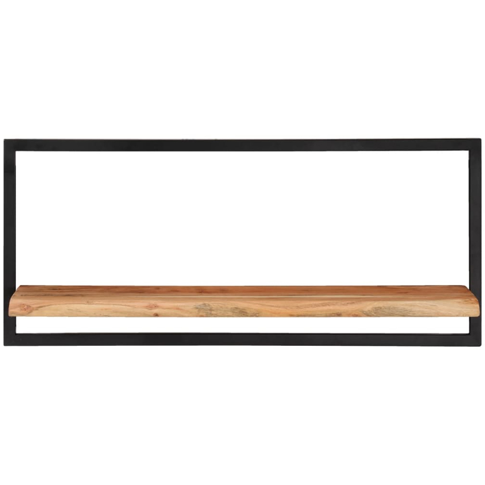 vidaXL 80 x 25 x 35cm Solid Acacia Wood and Steel Wall Shelf 2 Pack Image 1