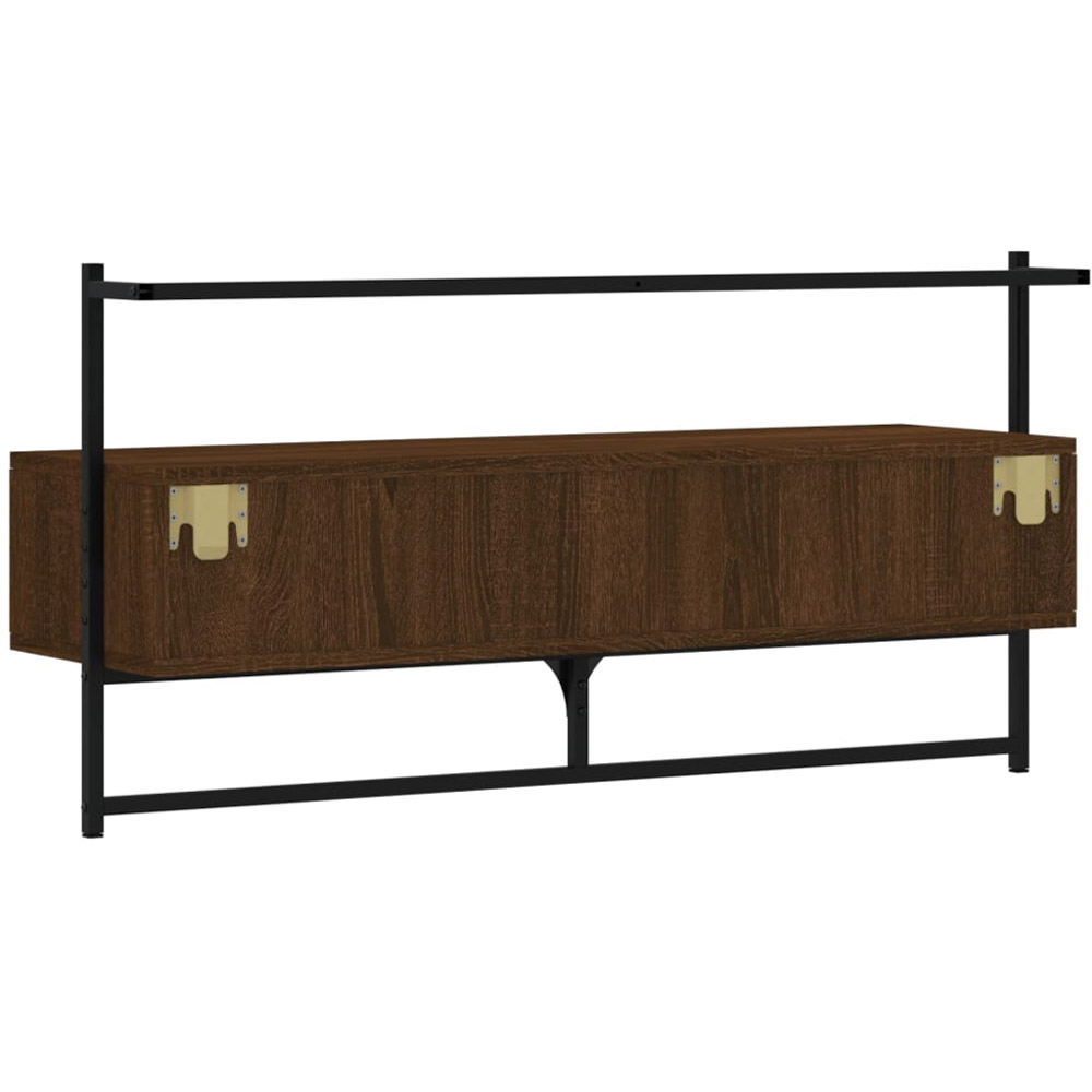 vidaXL 2 Drawer Brown Oak and Black TV Cabinet Image 8