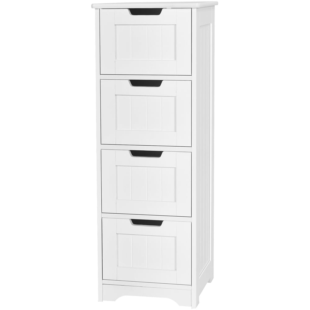 Costway 4 Drawer White Freestanding Bathroom Cabinet Image 2