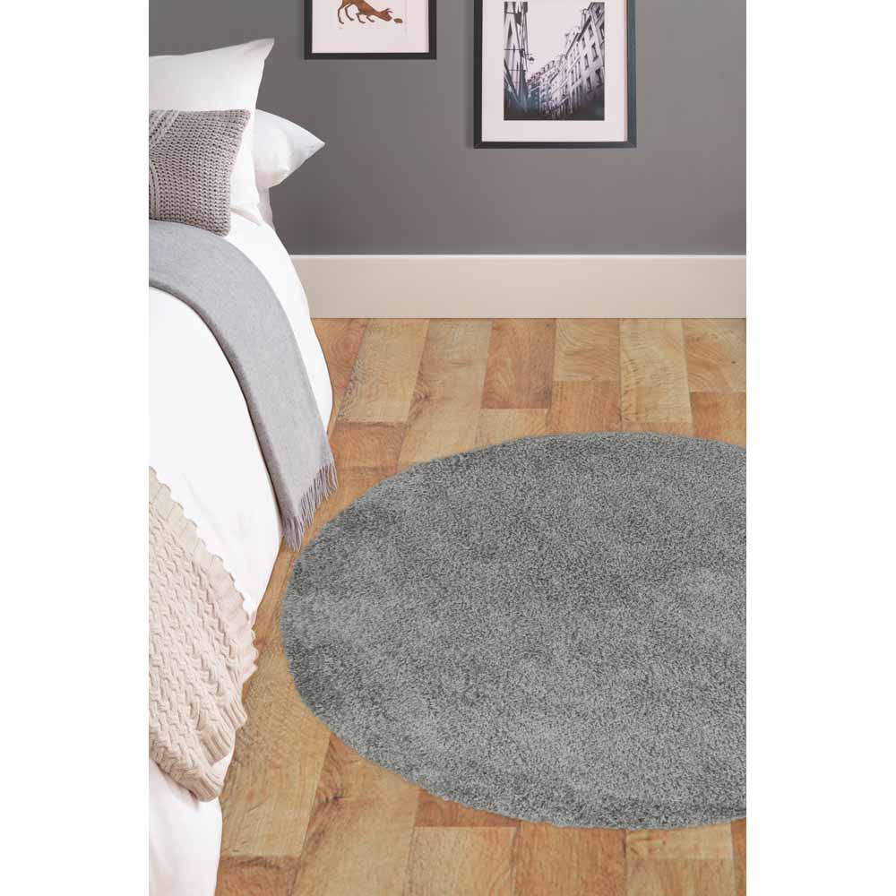 Olympia Shaggy Rug Silver 120cm Circle Wilko