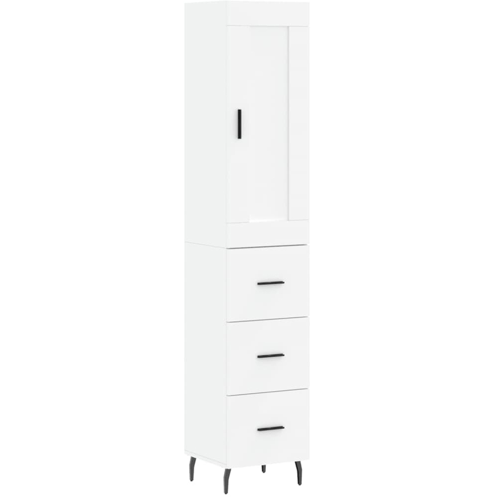 vidaXL Single Door 3 Drawer White Highboard Image 2