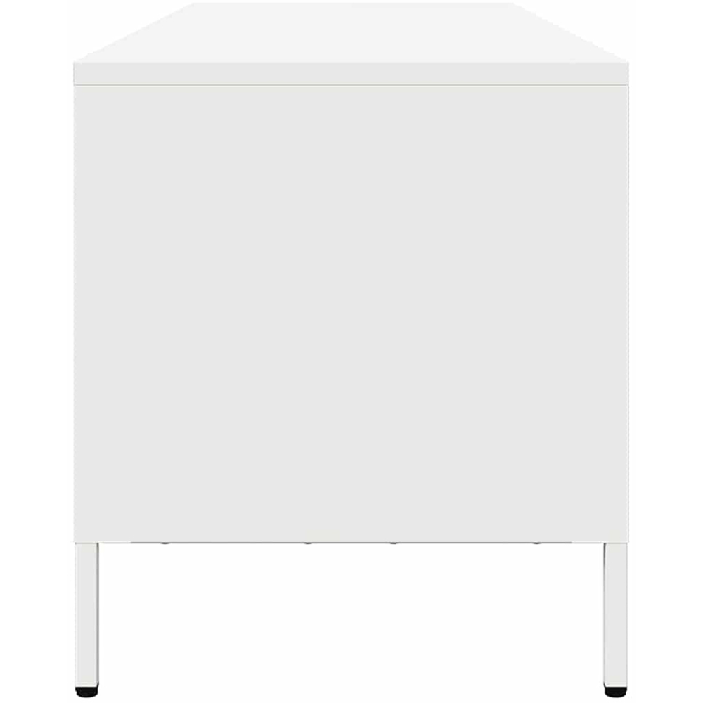 vidaXL 3 Drawer 3 Shelf White Steel Wide TV Cabinet Image 5