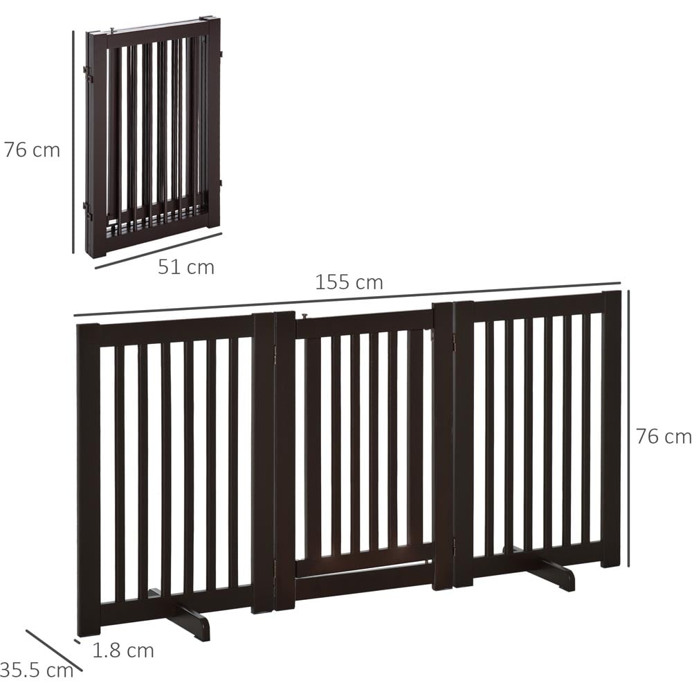 PawHut 155cm Black Freestanding Dog Gate Image 6