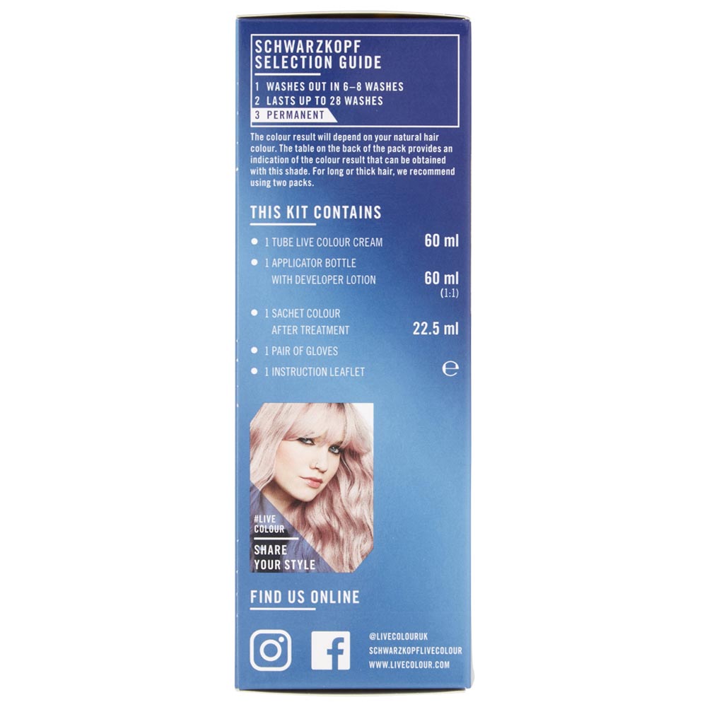 Schwarzkopf LIVE Lightener + Twist Cool Rose 101 Permanent Hair Dye Image 5